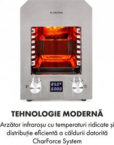 Klarstein Hannibal grătar de înaltă temperatură pentru interior 2.200W 850°C inox argintiu