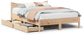 vidaXL Cadru de pat cu sertare, 120x190 cm, lemn masiv pin