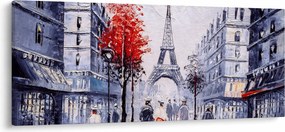 Tablou - Străzi din Paris, pictură în ulei (120x50 cm)