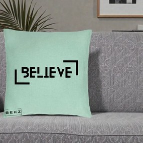 Perna Decorativa Believe Minimalist, 40x40 cm, Verde Menta, Husa Detasabila, Perna Inclusa, BEKZ®