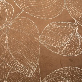Traversa pentru masa centrală din catifea cu imprimeu de frunze maro lucios Lățime: 35 cm | Lungime: 140 cm
