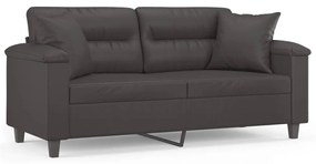 3153302 vidaXL Canapea cu 2 locuri, perne&pernuțe gri 140 cm piele ecologică