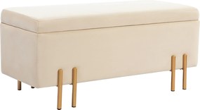 HOMCOM Bancă de Depozitare cu Șezut Tapițat și Picioare Lăcuite Aurii, 100x40x42 cm, Gri | Aosom Romania