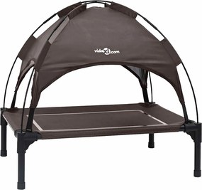 vidaXL Pat pentru câini Manual Maro 63 x 49,5 x 60 cm Oțel