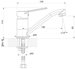 Baterie de lavoar cu pipă rotativă Aqualine SINTRA crom lucios