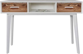 Consolă lemn masiv alb Timeless 2 Sertare 1 Nișă, 138 × 38 × 80 cm