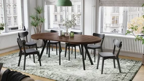 Mazzoni VITO Stejar Maro/picioare negre - MASĂ MARE ROTUNDĂ Ø110 EXTENSIBILĂ PÂNĂ LA 310 cm CU PICIOARE Y LOFT/INDUSTRIALĂ