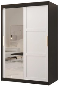 Dulap de haine Riven 2 120 (negru mat + alb mat) (cu oglindă). 1064171