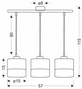 Lustră pe cablu PORTO 3xE27/60W/230V negru/maro
