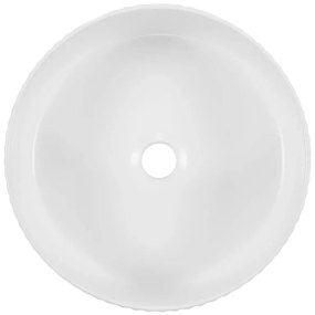 Lavoar rotund pe blat, cu riflaje 3D, alb lucios, Imperial Foglia Alb lucios
