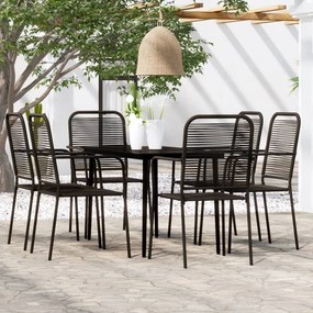 3099146 vidaXL Set de servit masa pentru grădină, 7 piese, negru