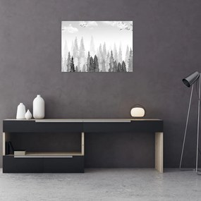 Tablou pe sticlă - Culmi de pădure (70x50 cm)