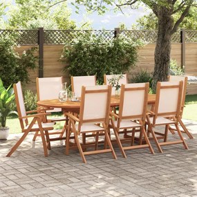 3279277 vidaXL Set mobilier de grădină, 9 piese, lemn masiv acacia/textilenă