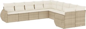 vidaXL Set canapele de grădină cu perne, 10 piese, bej, poliratan