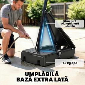 SPORTNOW Coș de Baschet Portabil pentru Exterior, Reglabil 2,45-3,05 m, Panou Rezistent la Șocuri, Reglare cu Manivelă | Aosom Romania