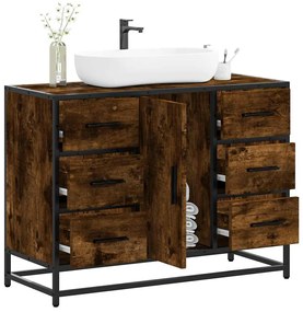 vidaXL Dulap chiuveta de baie stejar fumuriu 80x33x60 cm lemn compozit
