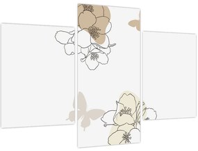 Tablou - Flori bej cu fluture N⁰2 (90x60 cm)