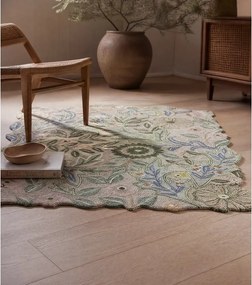 Covor verde țesut manual din lână 120x170 cm Bryony Shaped Floral – Flair Rugs