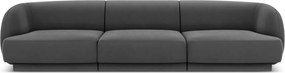 Canapea 3 locuri, Miley, Micadoni Home, BL, 259x85x74 cm, catifea, gri
