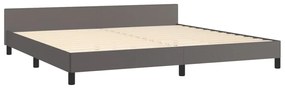 Cadru de pat cu tablie, gri, 200x200 cm, piele ecologica Gri, 200 x 200 cm, Nasturi de tapiterie