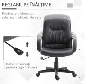 Scaun birou Vinsetto, cu roti, captusit, 60×60×90-99cm, negru | Aosom Romania