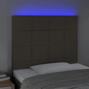 Tablie de pat cu LED, gri taupe, 90x5x118 128 cm, textil 1, Gri taupe, 90 x 5 x 118 128 cm