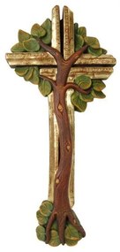Cruce din lemn placat cu aur "Arborele vietii", 40cm