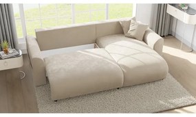 Colțar bej cu tapițerie din catifea (cu colț variabil) Lorine – Ropez