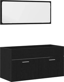 vidaXL Set de mobilier pentru baie 2 pcs Stejar Negru Lemn compozit