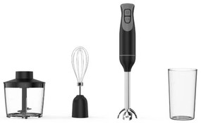 Blender, tocator si mixer 3in1 Oliver Voltz OV51112NSC, 600W, 700 ml, 2 viteze, Lama din oțel inoxidabil si tel, Negru