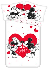 Lenjerie pat pentru copii Mickey and Minnie Love05 din bumbac, 140 x 200 cm, 70 x 90 cm