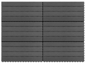vidaXL Plăci de pardoseală, 6 buc., gri, 60 x 30 cm, WPC, 1 m²
