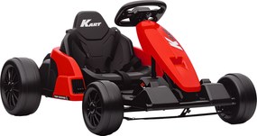 AIYAPLAY Go-Kart electric 24V, mod Drift, scaun reglabil, centură de siguranță în 5 puncte, funcție muzicală, claxon, 6-12 ani Roșu | Aosom Romania