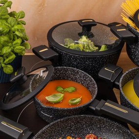 Set oale marmorate cu capace 12 peise Klausberg KB-7968, negru