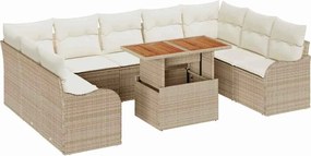 vidaXL Set de canapele pentru grădină 10 pcs Bej Rattan poli