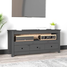 vidaXL Comodă TV, gri, 114x35x52 cm, lemn masiv de pin