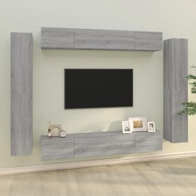3114300 vidaXL Set dulap TV, 8 piese, gri sonoma, lemn prelucrat