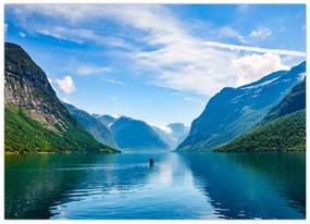 Tablou pe sticlă - Lacul Lovatnet (70x50 cm)