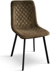 SET 4 Scaune Slim, structura metalica, catifea - STANDARD - NEGRU - MARO - CATIFEA