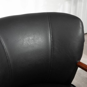 HOMCOM Fotoliu decorativ, scaun larg, aspect de piele, cadru din lemn, 120 kg, 67x77x80 cm, Negru | Aosom Romania