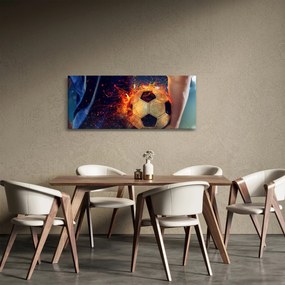 Tablou - Minge de fotbal în flăcări (120x50 cm)