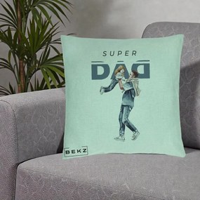 Cadou pentru Tata - Perna Personalizata Super DAD Tata si Fiica, 40x40 cm, Verde Menta, Husa Detasabila, Perna Inclusa, BEKZ®