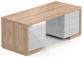 Masa Lineart 200 x 85 cm + 2x container, ulm deschis / alb