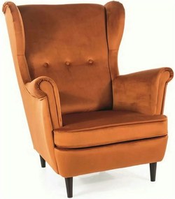 Fotoliu LORD, stofa catifelata caramiziu - Bluvel 4015/wenge, 82x92x10