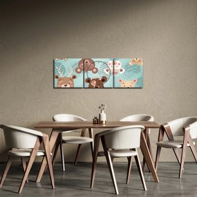 Tablou - Ursuleții veseli (cu ceas) (90x30 cm)