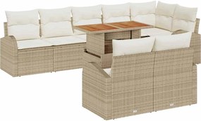 vidaXL Set de canapele pentru grădină 9 pcs Bej Rattan poli