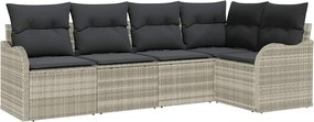 vidaXL Set de canapele pentru grădină 5 pcs Gri deschis Rattan poli