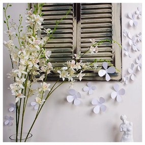 Set 12 autocolante adezive 3D Ambiance Flowers, alb