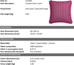 Perna decorativa design LUX Doris L roz, 60x60cm