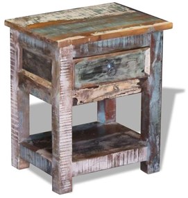 243456 vidaXL Masă laterală cu un sertar, 43x33x51 cm, lemn masiv reciclat